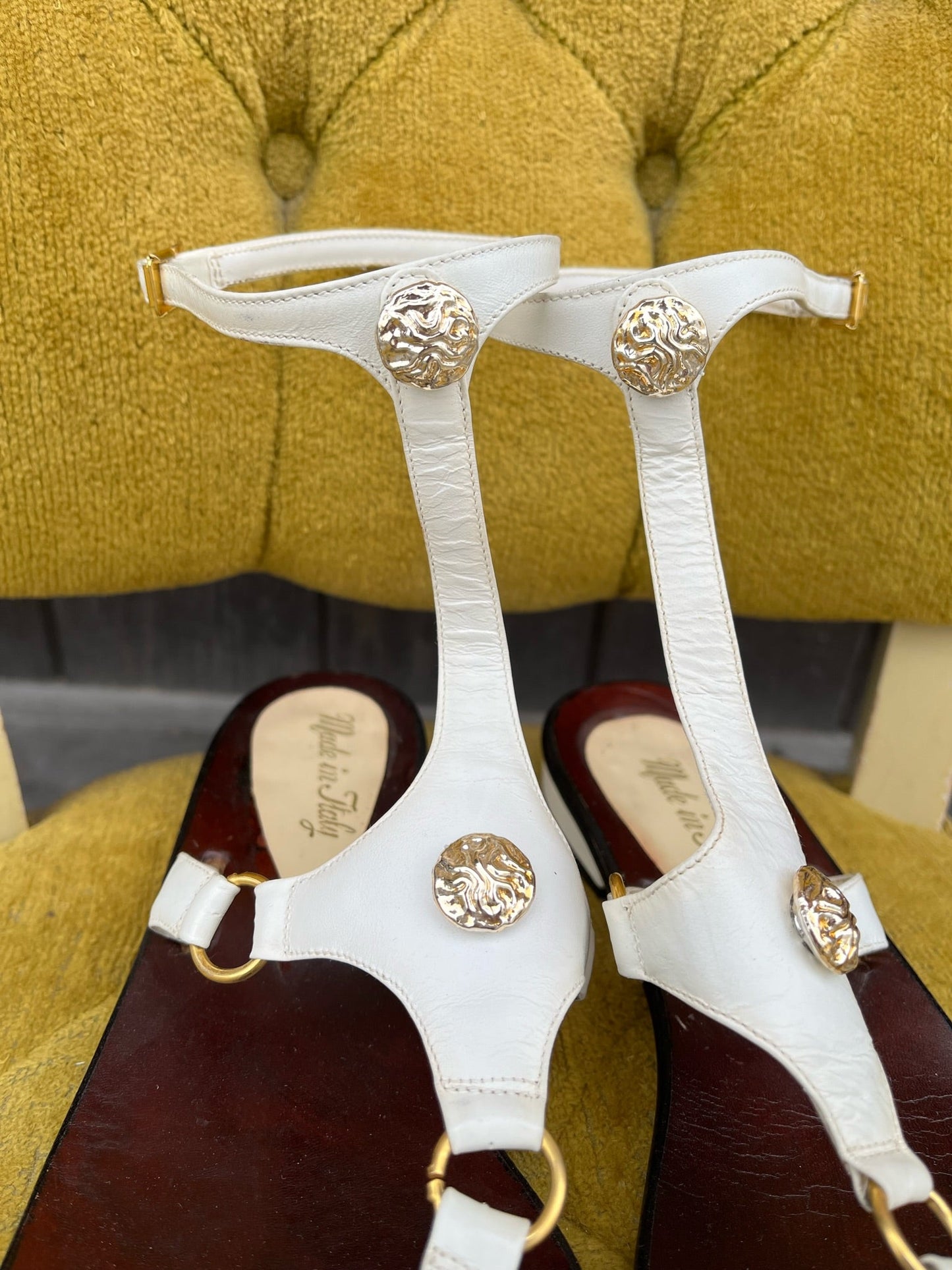 1960s White Gladiator Style Leather Sandals NOS