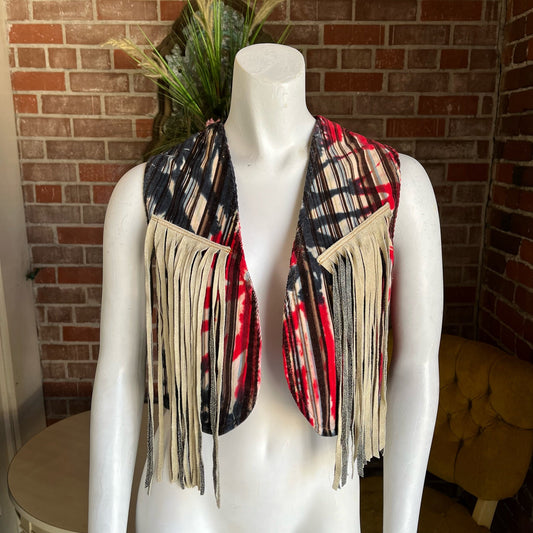 Tie-Dye Western Fringe Vest